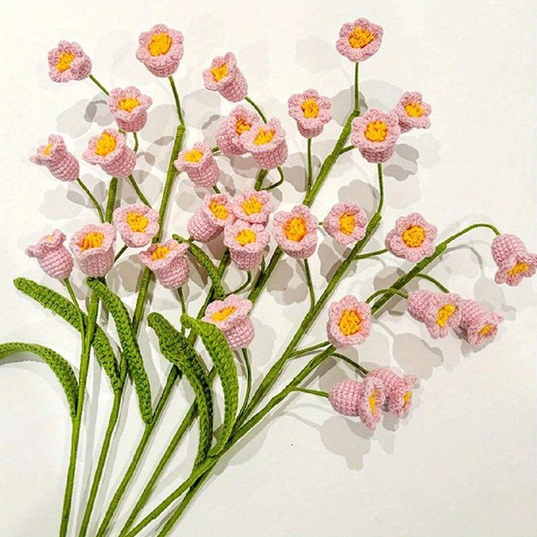 6 stk. 40 cm Hæklet Blomsterbuket Kunstig Liljekonval Håndlavede Strikkede Blomster Hæklede F Purple 6 Pcs