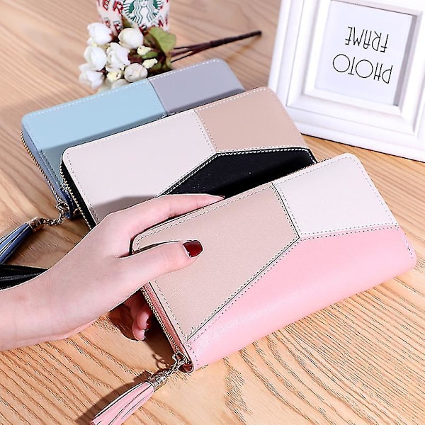 Muotilompakot Vetoketjullinen Kolikkokukkaro Naisten Pitkät Lyhyet Kukkarot Käsilaukut Naisten Clutch Korttikotelo Pu Nahka Rahapussi Lompakko Long Blue