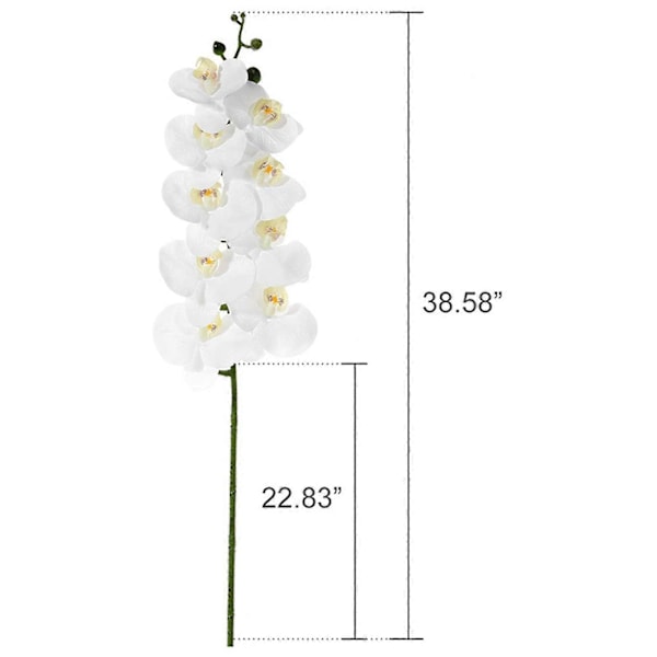 6 st 96 cm Konstgjorda Real Touch Orkidéblommor 9 huvuden Latex Phalaenopsis Stjälkar För DIY Bröllop