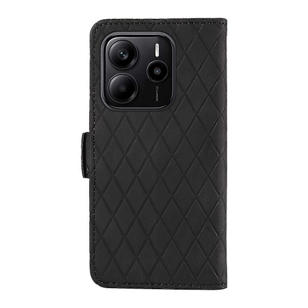 Flip-deksel med rombemønster i PU-lær til Xiaomi Redmi Note 14 4G (163,25x76,55x8,16mm)