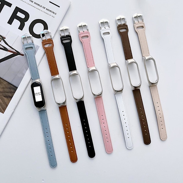 Nahkainen kellon ranneke, yhteensopiva Xiaomi Mi Band 7:n kanssa