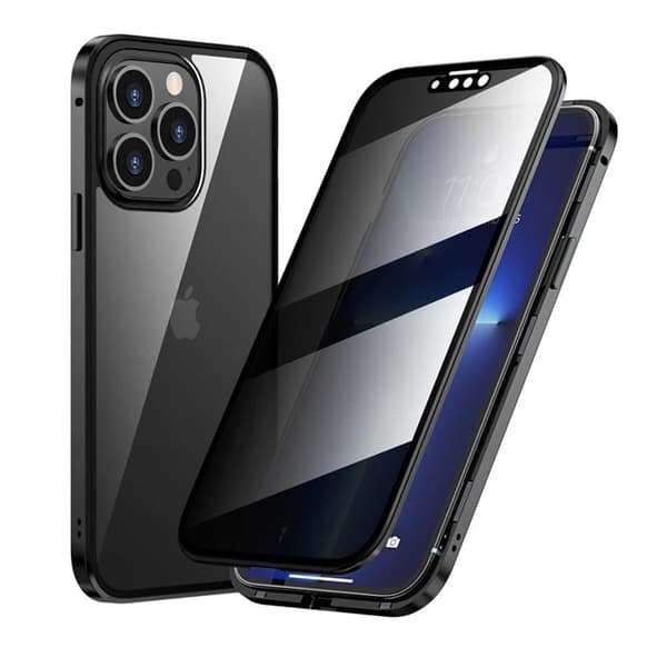 Fodral för iPhone 13 Pro Anti Peeping Dubbelsidig Klar Svart