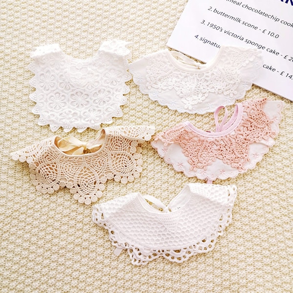 Dame falsk krage Avtakbar halv Blonde Bib Prinsesse Vintage U shape white