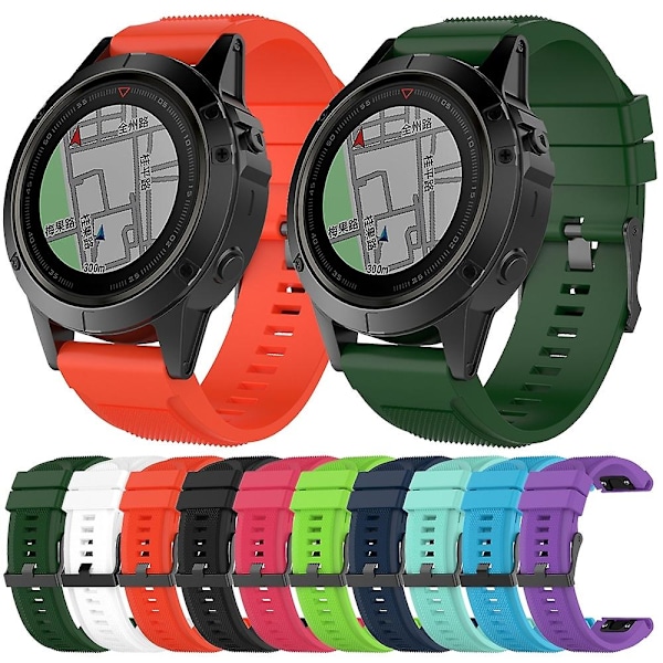 Musta Musta yhteensopiva Garmin Fenix 5x (26mm) silikonirannekkeen kanssa