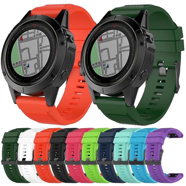 Sort Sort kompatibel med Garmin Fenix 5x (26mm) silikone armbåndsrem