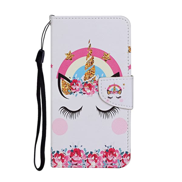 Kotelo iPhone 13pro MAX Crown Unicorn Cartoon Print -lompakolle, jossa korttipidike