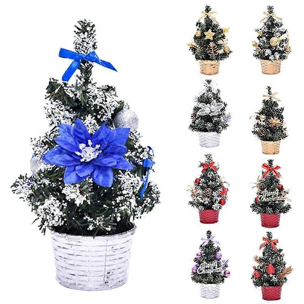 Mini Kunstig Juletre Ball Stjerne Skrivebord Ornament Hjem Festival Dekor Silver A