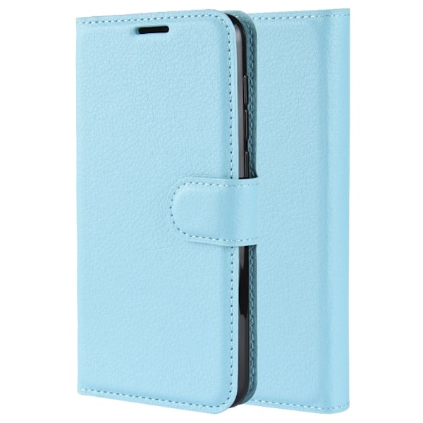 Etui til iPhone 15 Pro blå pung med kortholder, stativ og flip