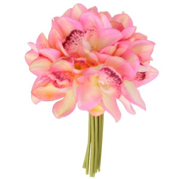 1 Bukett Charmig DIY Falsk Blomsterbukett Konstgjord Sidenblomma Bröllopsrekvisita Konstgjord Blomma Pink