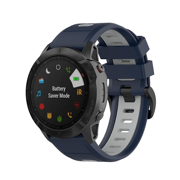 Blågrå Blågrå 20mm Tvåfärgat Silikon Jack Klockarmband kompatibelt med Garmin Fenix 7s