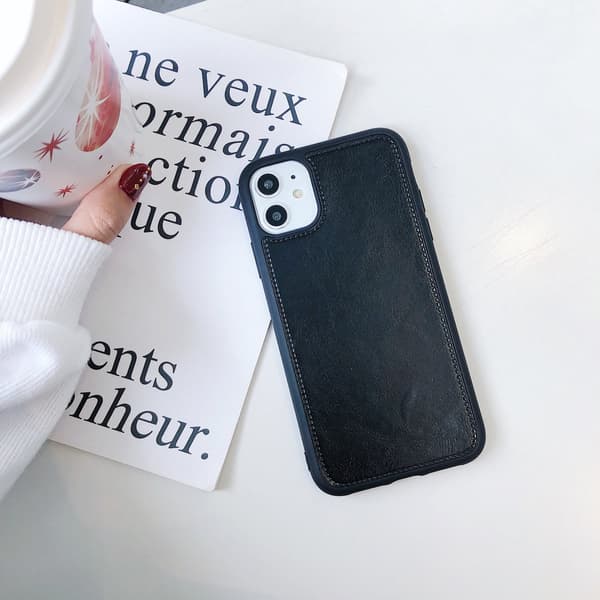 Etui til iPhone 14 6,1-tommer, ren svart tigerhode PU-lær