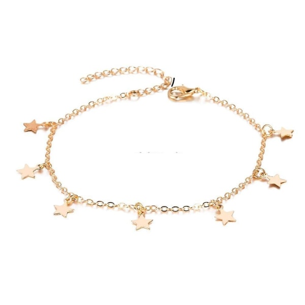 Star Hänge Fotkedja Sommar Yoga Beach Ben Armband Berlock Anklets Smycken Gold