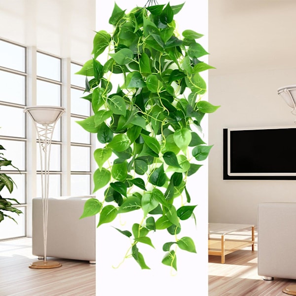 1 Bukett Kunstig Plante Ser Ut Som 5 Greners Simulering Grønn Scindapsus Cirrus Plante Hjemmeinnredning C
