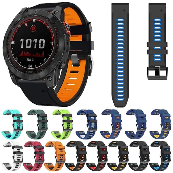 Midnattsblå   Vit Midnattsblå   Vit Silikon Armbandsrem kompatibel med Garmin Approach S62