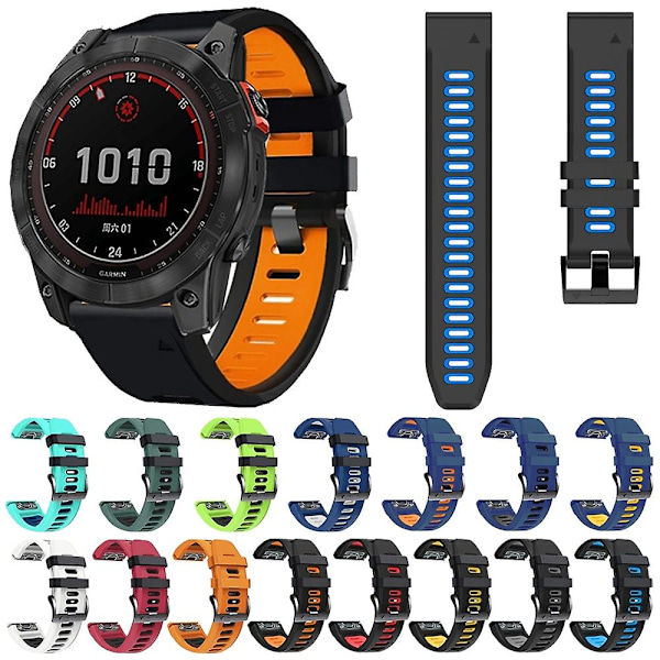 Oransje Svart Oransje Svart Silikonklokkereim kompatibel med Garmin Approach S62