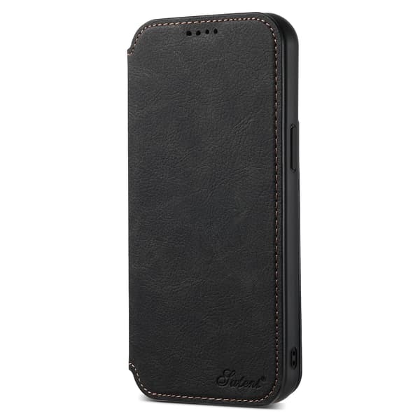 Etui til iPhone 16 Magnetisk Kortplads Lædertekstur Sort Noz31140