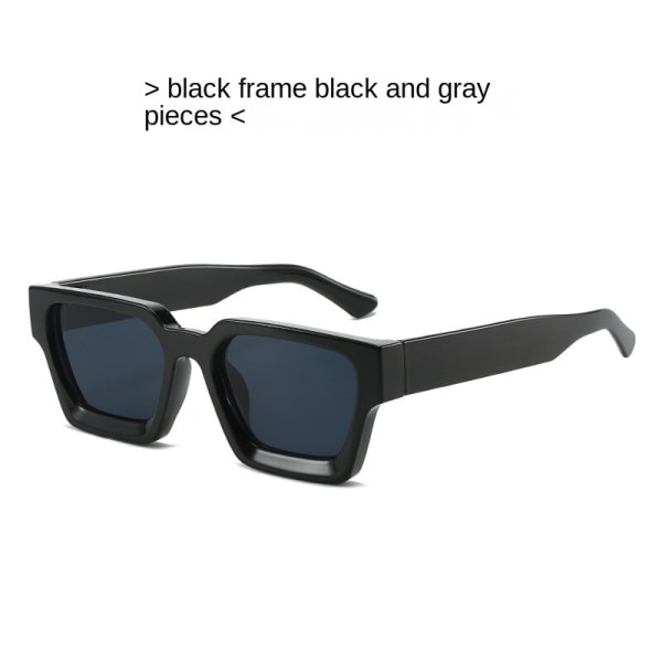 Solglasögon med tjock båge Trendig box Utrikeshandelsglasögon Snygga solglasögon med stor ram Black frame Black and Grey lens