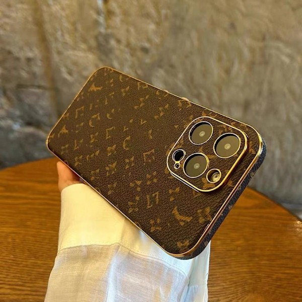 Fodral för iPhone 14plus Elektroplätering liten blomma Retro elektropläterad lädertextur Helkropp