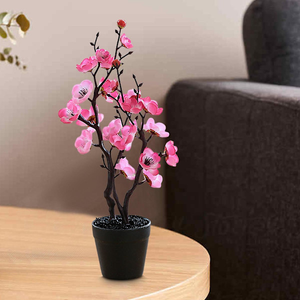 Keinotekoinen Bonsai Kaksihaarainen Koristeellinen DIY Luumu Kukka Väärennetty Kukkaruukku Koti Huoneen Sisustus White B