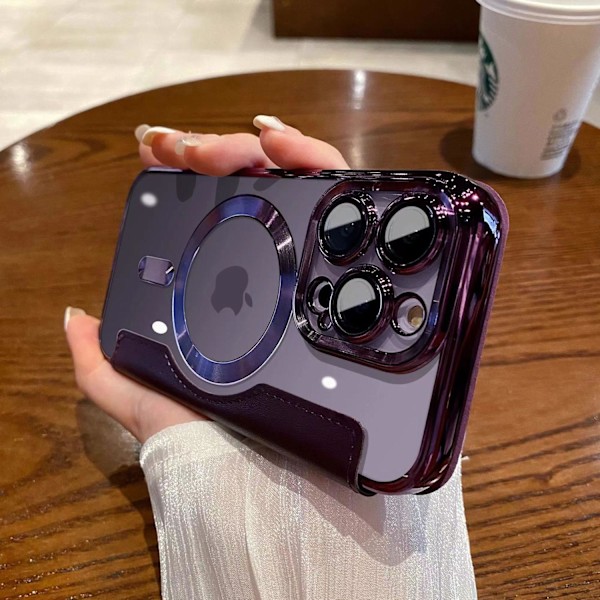 Etui til iPhone 13 Mørk lilla Flip Magnetisk Plating
