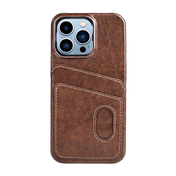 Etui til iPhone 15plus brun Wallet med kortholder læder dobbelt kortholder custom
