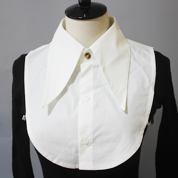 Dame falsk krage Avtakbar halv Business Dress Bomull Lang White