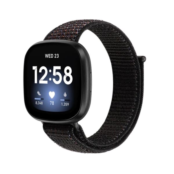 Officiel Sort Officiel Sort kompatibel med Fitbit Versa 3 Nylon Urrem
