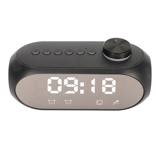 Trådlös Bluetooth-högtalare RGB-belysning Stark Bas Temperaturvisning Röstsändning FM-radio Spegel Väckarklocka Svart