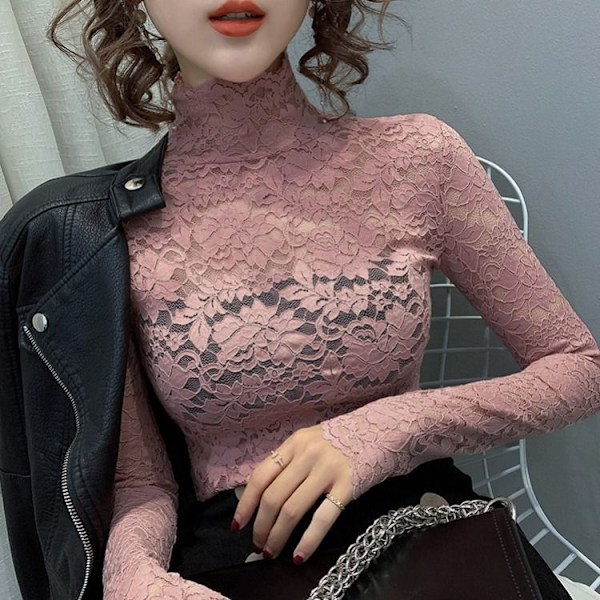 Naisten tekaulus irrotettava puolipoolokaulus Western Style S Pink Plus size