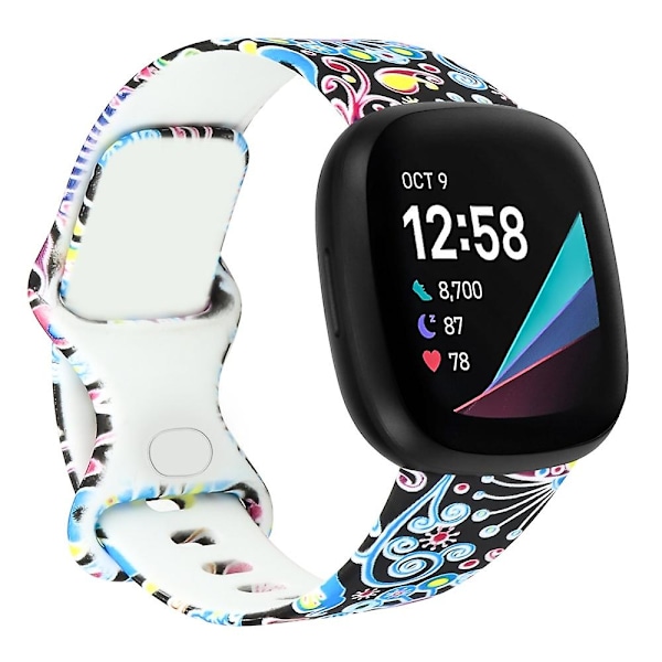 E E kompatibel med Fitbit Versa 3 Tryckt Klockarmband, Storlek:l