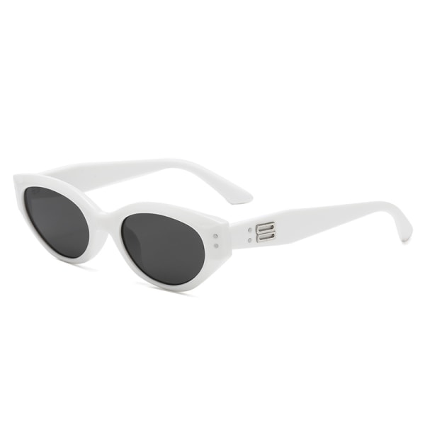 Cats' Eye Solglasögon Högkvalitativ liten ram Mode solskyddade solglasögon White frame Black and Grey lens