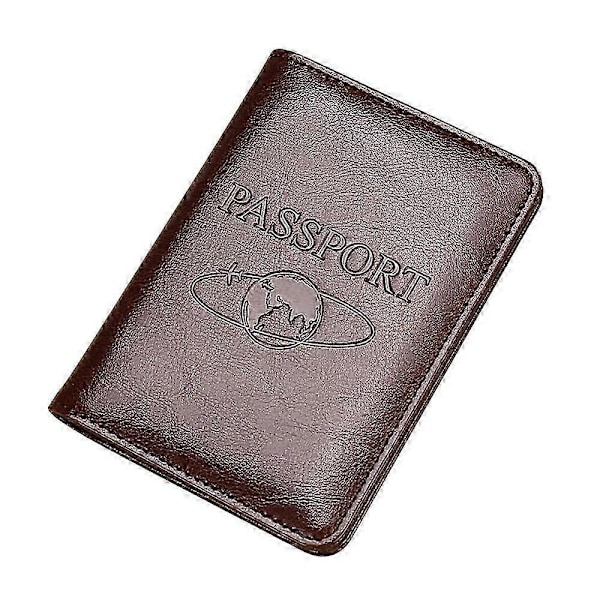 Tp-8296 RFID Passfodral Multifunktionell Äkta Läder Reseplånbok Med Kortfack Biljett Po Coffee
