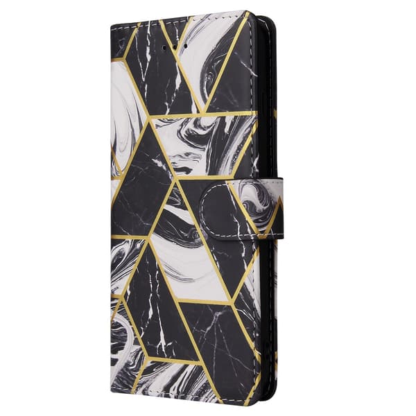 Etui til iPhone 13 mini sort guld marmor blandet medie kortholder