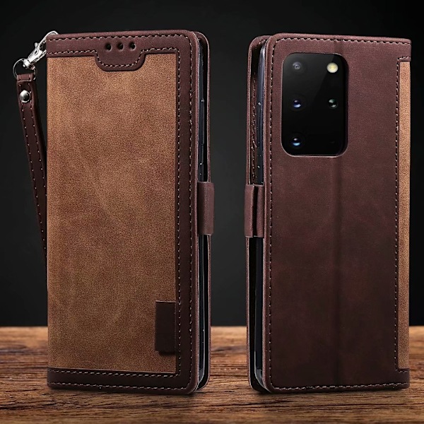 Etui til iPhone 14 Pro brun Retro Mixed Media Wallet med kortholder Flip