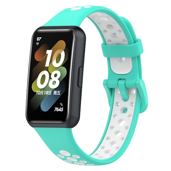 Cyan Hvit Cyan Hvit Pustende Silikon Klokkereim kompatibel med Huawei Band 7 / 7 Nfc