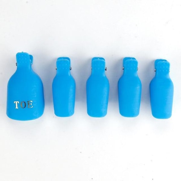 Foot Toe Soak Off Cap Färgglad plastklämma - Uv Gel Polish Remover Wrap Blue