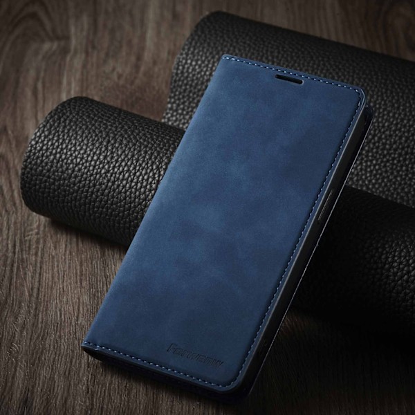 Kotelo iPhone 15 Pro:lle, sininen lompakko korttipidikkeellä, pehmeäpintainen läppälompakko korttipidikkeellä