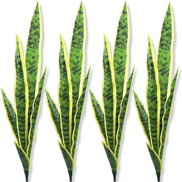 Kunstige Slangeplanter 76 cm Falsk Agave Fake Sansevieria Kunstig Silkeblomst til Hjemmehave Kontor Butiksdekoration 4 stk. (Grøn) Yellow