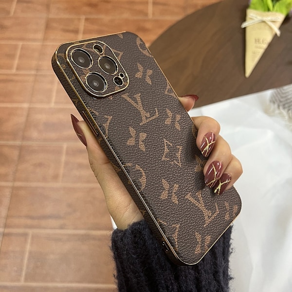 Etui til iPhone 13promax Stort Blomster læder tekstur Luksus
