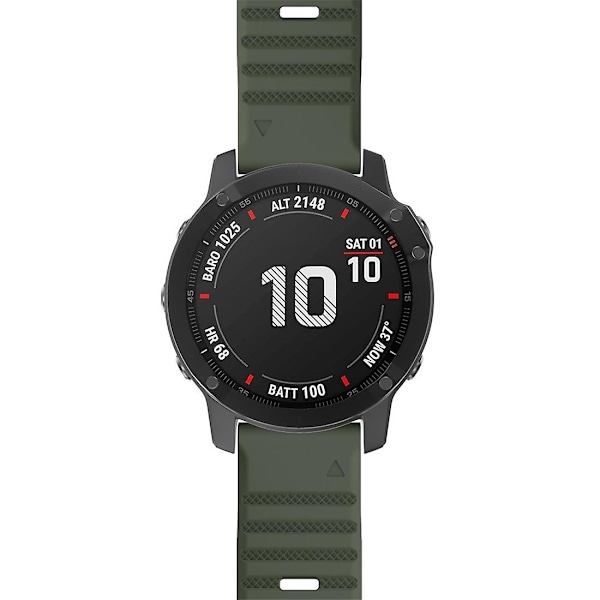 Armeijanvihreä silikoninen ranneke, yhteensopiva Garmin Fenix 7x:n kanssa