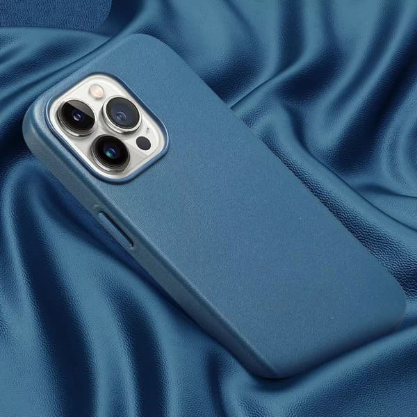 Fodral för iPhone 16plus magnetisk Indigo Blå läder Magnetisk officiell