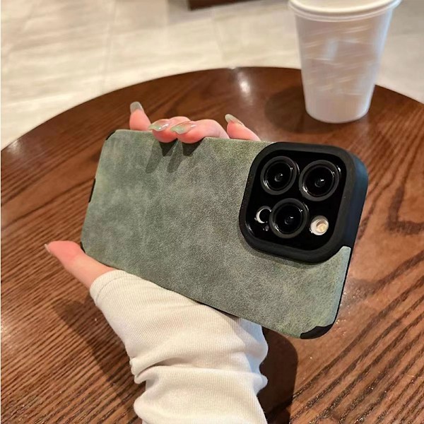 Kotelo iPhone 13PRO/ 6.1 Emerald nahka klassinen samettinen nahka pehmoinen nahka pehmeä
