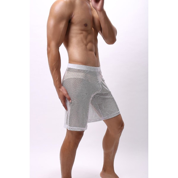 Nya Vuxna Mesh Half Pants Se Through Shorts Lösa underkläder White S