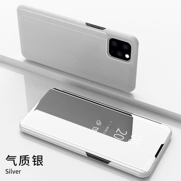 Etui til iPhone 13 Mini Temperament Sølv 3D speil smart flip stativ