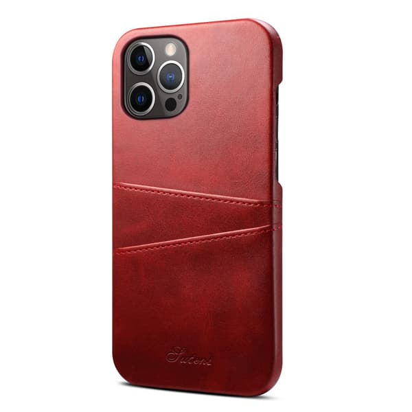 Etui til iPhone 13 Pro Max rød lommebok med kortholder bakdeksel