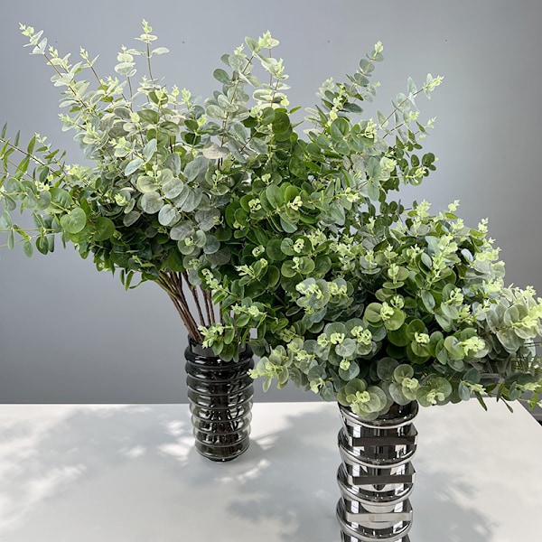 3D-tulostettu 16-lehtinen eukalyptusrahapuu kodin sisustukseen Bundle of 16 money leaves dark green