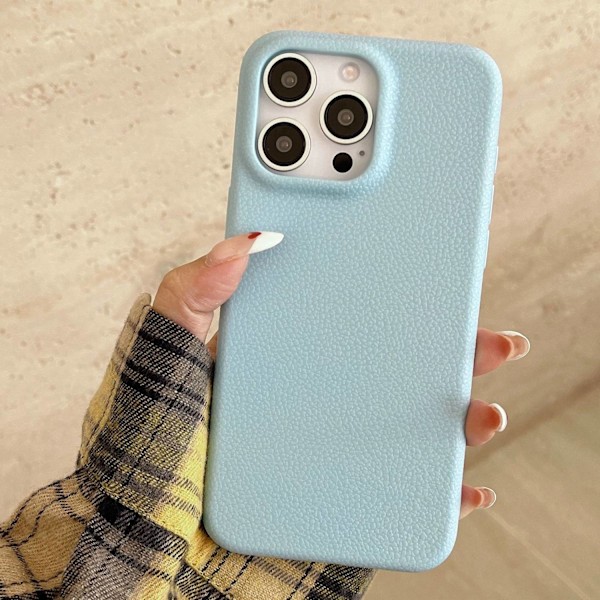 Etui til iPhone 16PLUS blått skinnmønster klassisk enkel