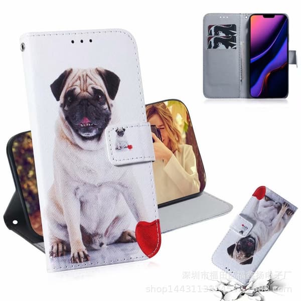 Etui til iPhone 13 Pro Max Mops Malt tigerprint lommebok med kortholder