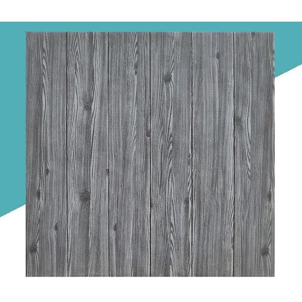 Wood Grain 3d Foam Adhesive Vattentät tapet Light Grey