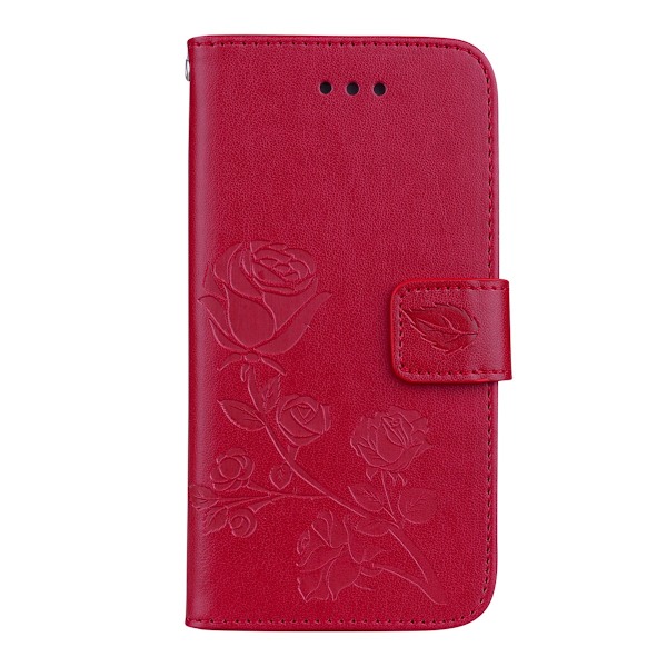 Etui til iPhone 13 Pro rød Rose Præget 3D Præget Tegnebog med Kortholder Flip
